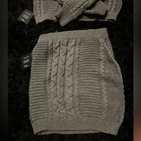 Grey Cable Knit Two-Piece Sweater Dress - Picture 9 of 9